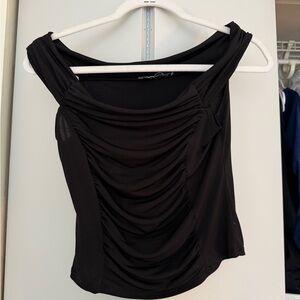 Urban Outfitters Black Ruched Crop Top